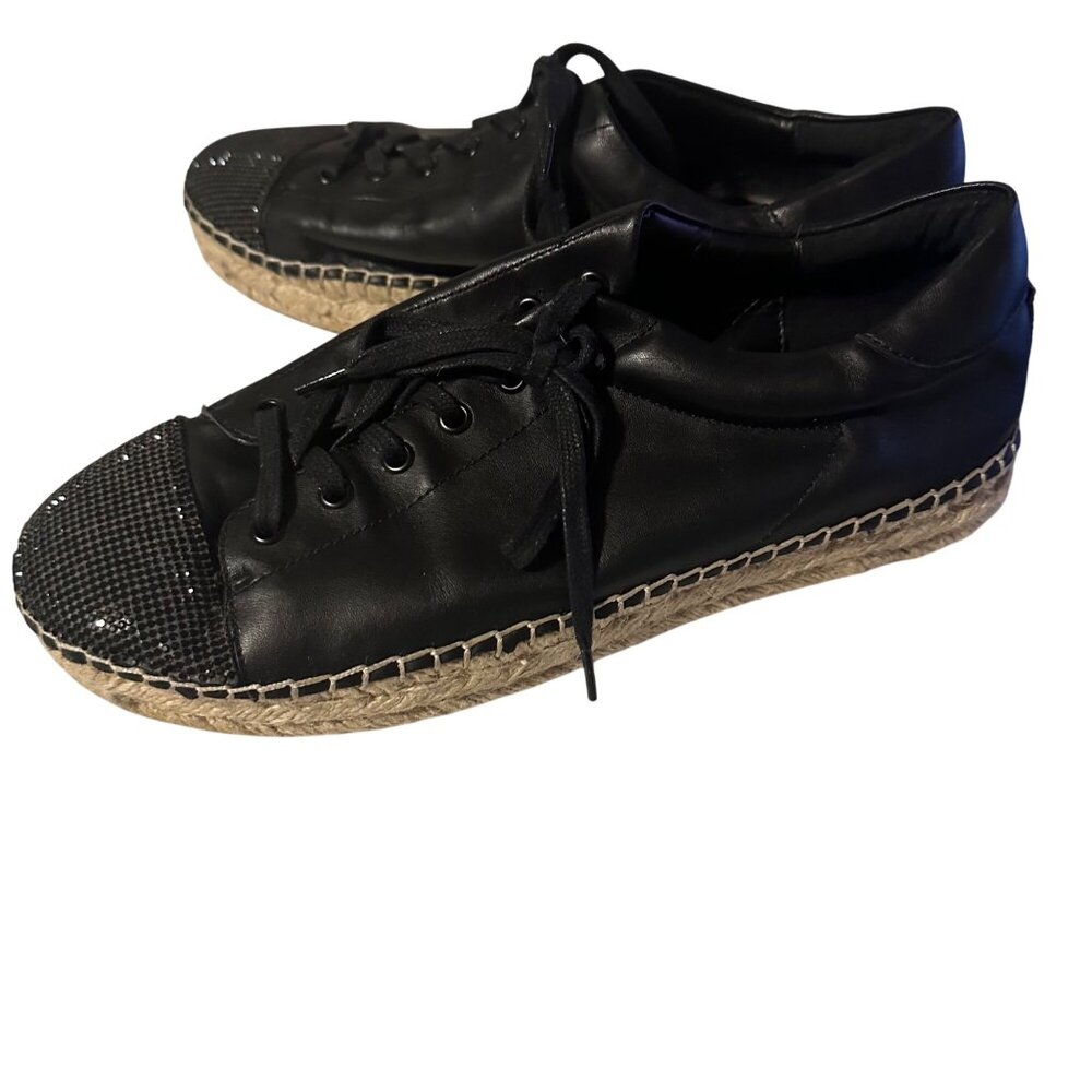 Kendall & Kylie black rhinestone espadrille leather sneaker size 9.5 M